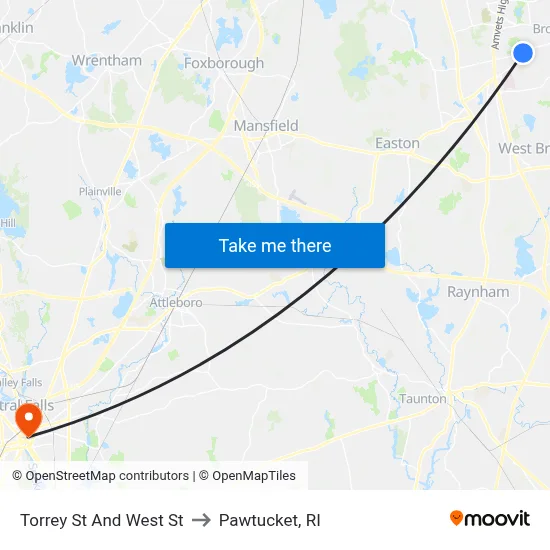Torrey St And West St to Pawtucket, RI map