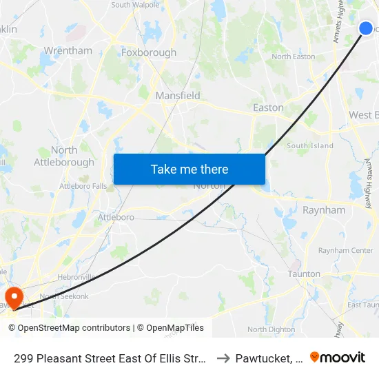 299 Pleasant Street East Of Ellis Street to Pawtucket, RI map