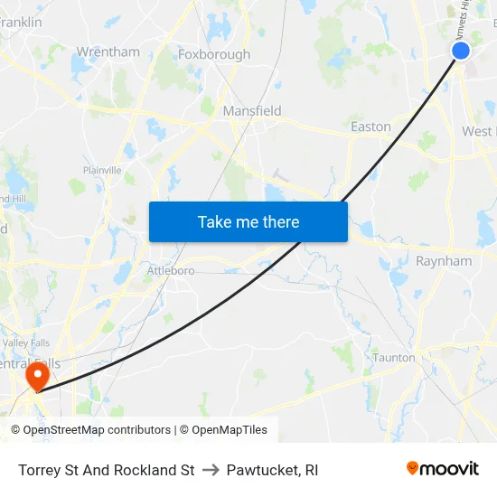 Torrey St And Rockland St to Pawtucket, RI map