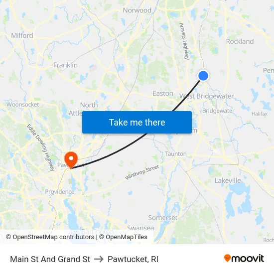 Main St And Grand St to Pawtucket, RI map