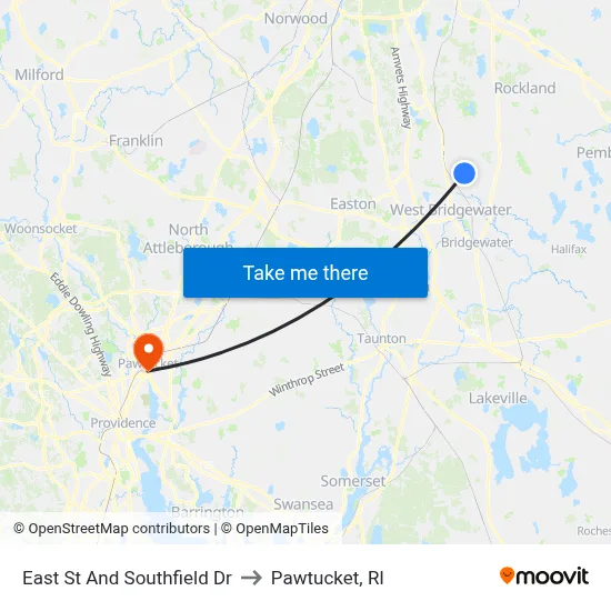 East St And Southfield Dr to Pawtucket, RI map