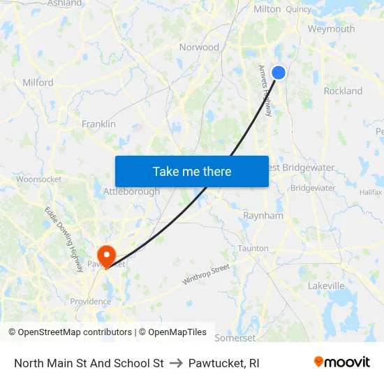 North Main St And School St to Pawtucket, RI map