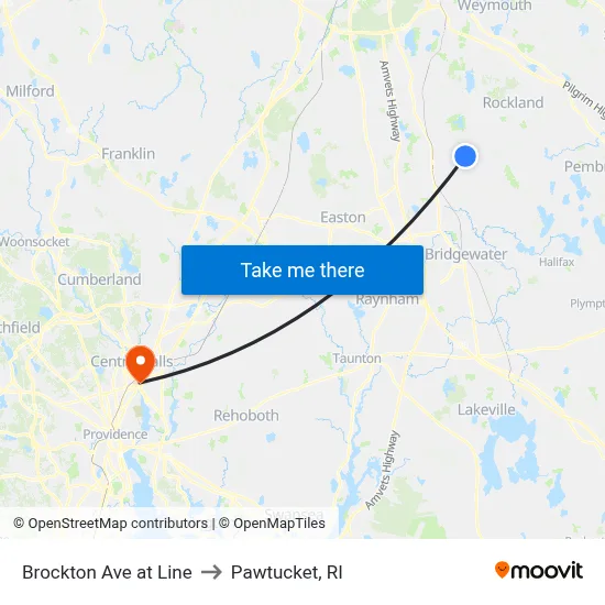 Brockton Ave at Line to Pawtucket, RI map