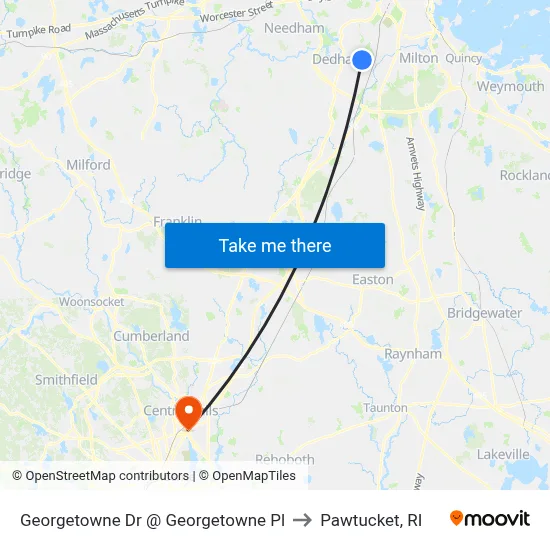 Georgetowne Dr @ Georgetowne Pl to Pawtucket, RI map