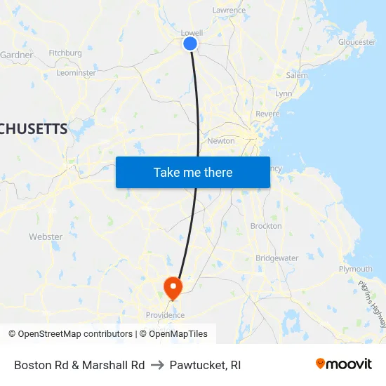 Boston Rd & Marshall Rd to Pawtucket, RI map