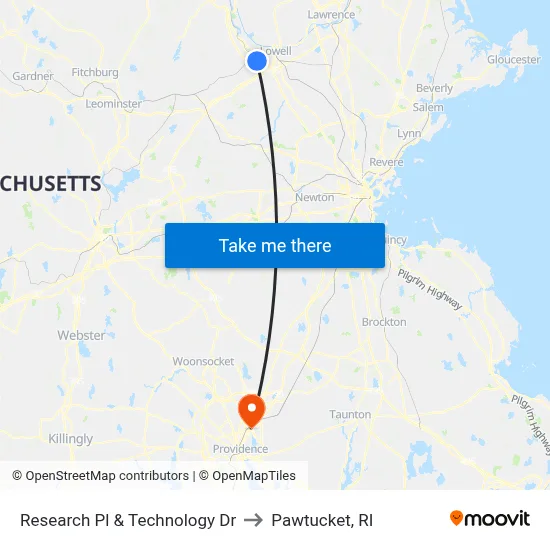Research Pl & Technology Dr to Pawtucket, RI map