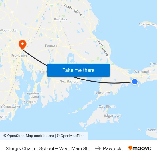 Sturgis Charter School -- West Main Street, Hyannis to Pawtucket, RI map