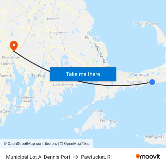 Municipal Lot A, Dennis Port to Pawtucket, RI map