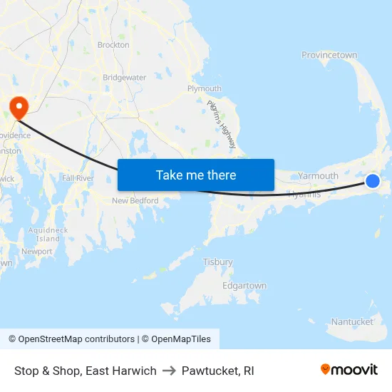 Stop & Shop, East Harwich to Pawtucket, RI map