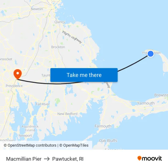 Macmillian Pier to Pawtucket, RI map
