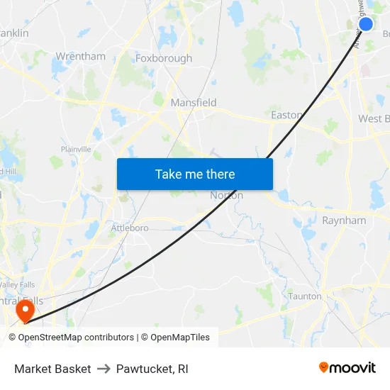Market Basket to Pawtucket, RI map