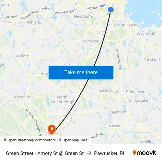 Green Street - Amory St @ Green St to Pawtucket, RI map