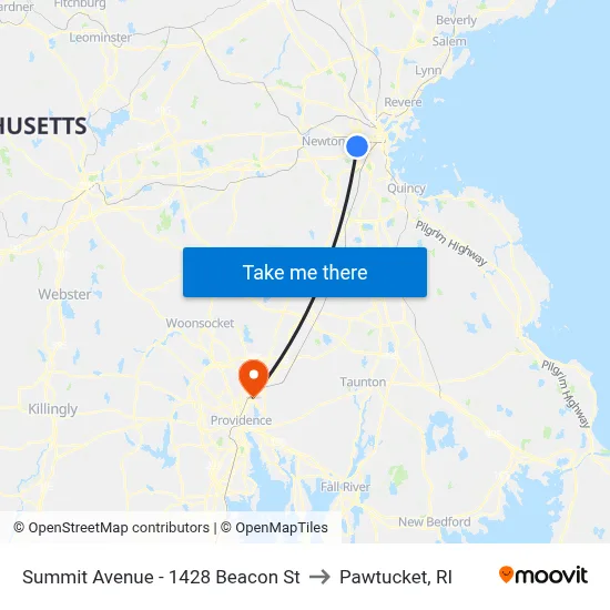 Summit Avenue - 1428 Beacon St to Pawtucket, RI map