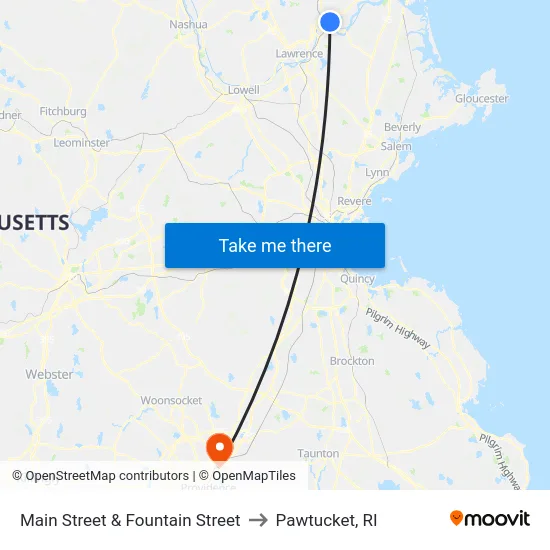 Main Street & Fountain Street to Pawtucket, RI map