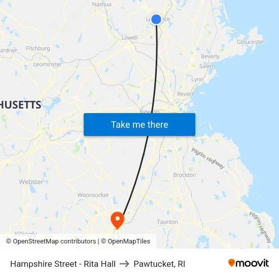 Hampshire Street - Rita Hall to Pawtucket, RI map