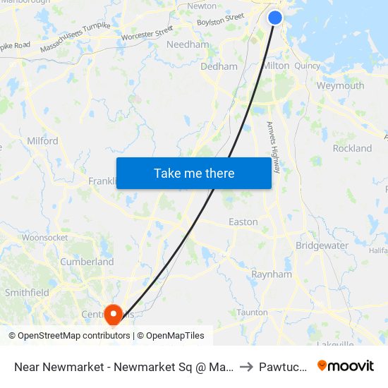 Near Newmarket - Newmarket Sq @ Massachusetts Ave to Pawtucket, RI map