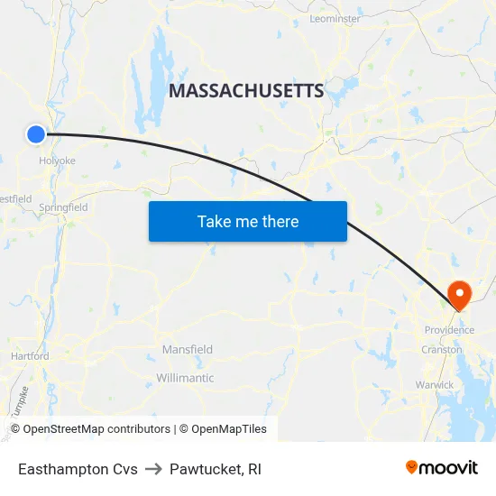 Easthampton Cvs to Pawtucket, RI map