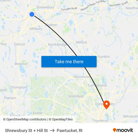 Shrewsbury St + Hill St to Pawtucket, RI map