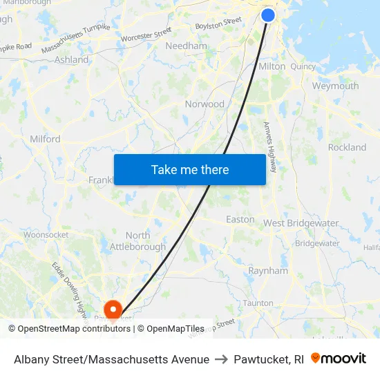 Albany Street/Massachusetts Avenue to Pawtucket, RI map