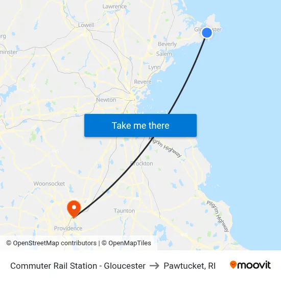 Commuter Rail Station - Gloucester to Pawtucket, RI map