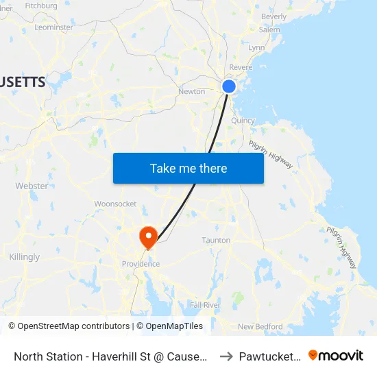 North Station - Haverhill St @ Causeway St to Pawtucket, RI map