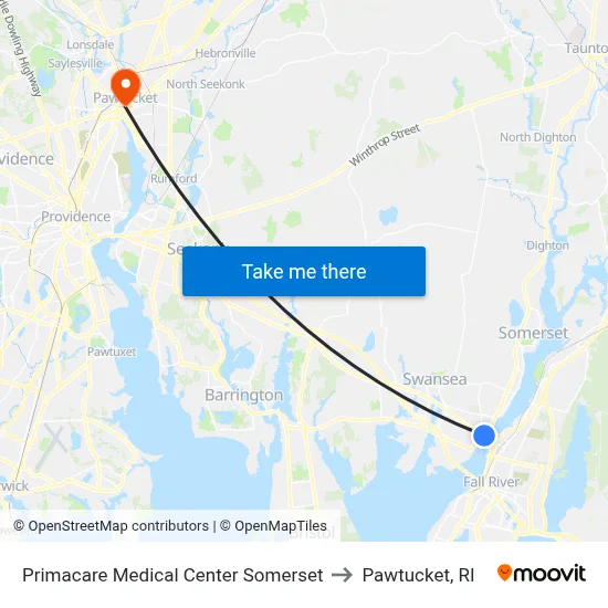 Primacare Medical Center Somerset to Pawtucket, RI map