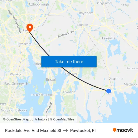 Rockdale Ave And Maxfield St to Pawtucket, RI map