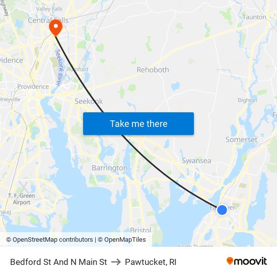 Bedford St And N Main St to Pawtucket, RI map