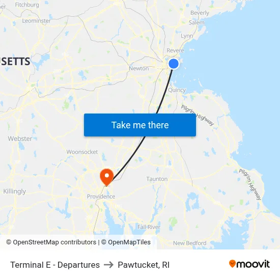 Terminal E - Departures to Pawtucket, RI map