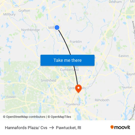 Hannafords Plaza/ Cvs to Pawtucket, RI map