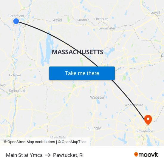 Main St at Ymca to Pawtucket, RI map