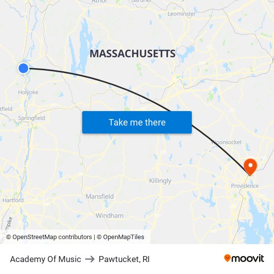 Academy Of Music to Pawtucket, RI map