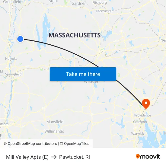Mill Valley Apts (E) to Pawtucket, RI map