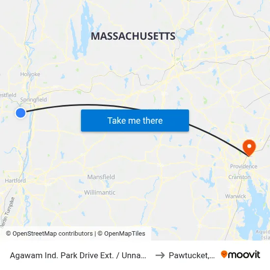 Agawam Ind. Park Drive Ext. / Unnamed to Pawtucket, RI map