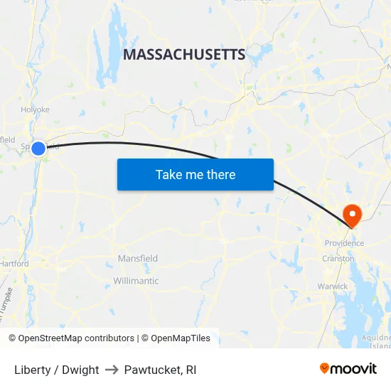 Liberty / Dwight to Pawtucket, RI map