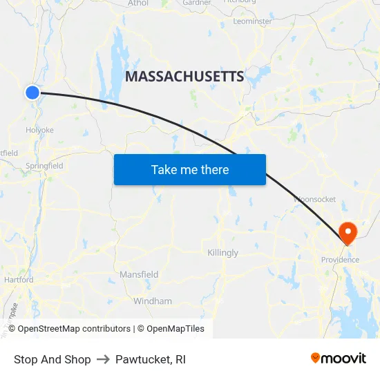 Stop And Shop to Pawtucket, RI map