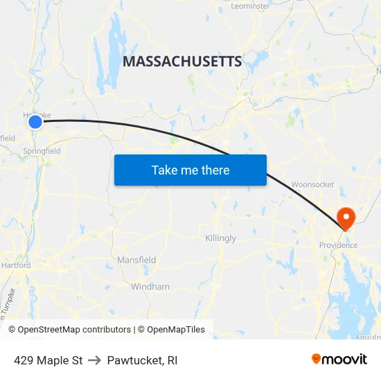 429 Maple St to Pawtucket, RI map