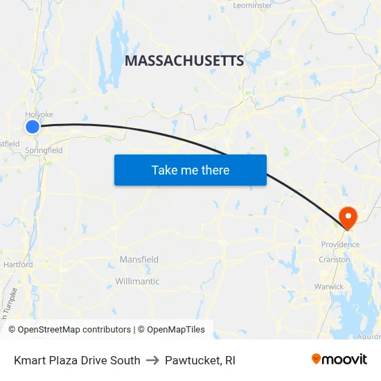 Kmart Plaza Drive South to Pawtucket, RI map