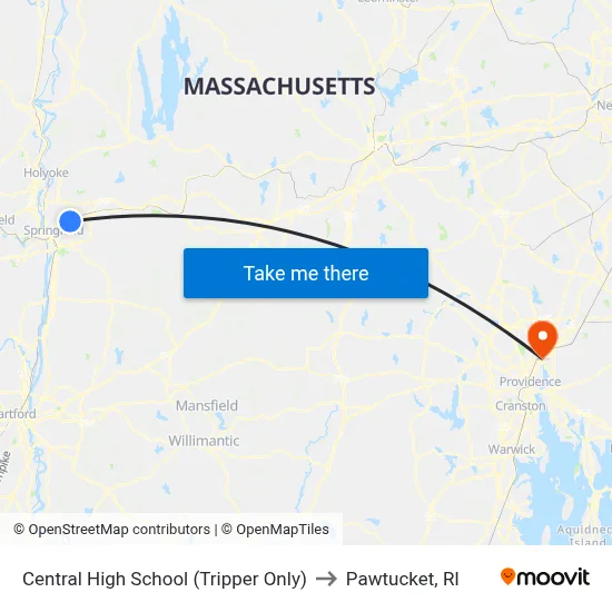 Central High School (Tripper Only) to Pawtucket, RI map