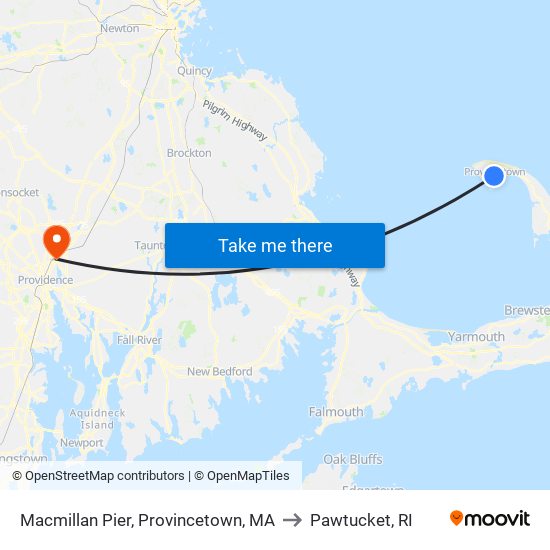 Macmillan Pier, Provincetown, MA to Pawtucket, RI map