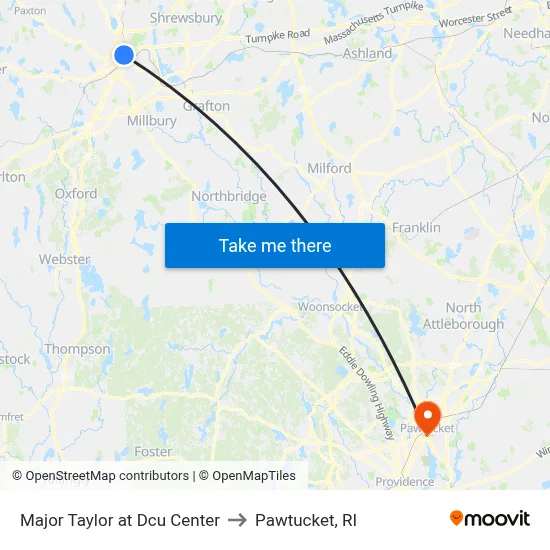 Major Taylor at Dcu Center to Pawtucket, RI map
