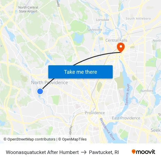 Woonasquatucket After Humbert to Pawtucket, RI map