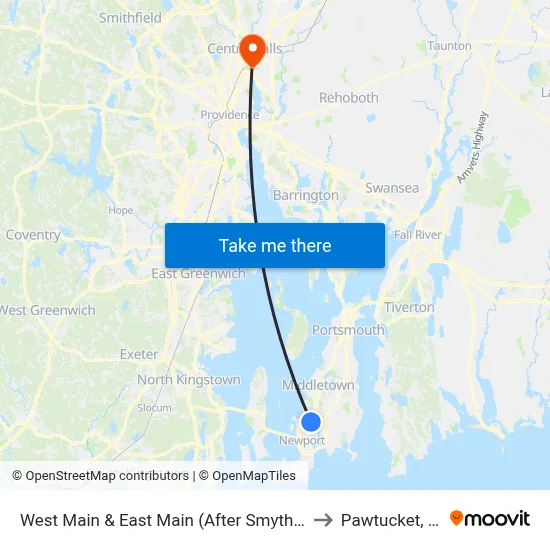 West Main & East Main (After Smythe) to Pawtucket, RI map