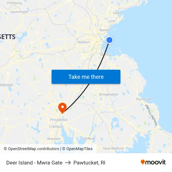 Deer Island - Mwra Gate to Pawtucket, RI map