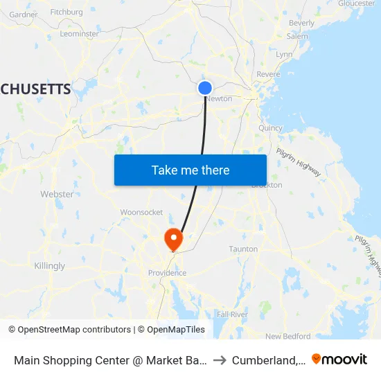 Main Shopping Center @ Market Basket to Cumberland, RI map