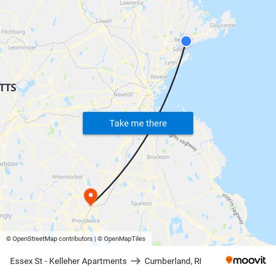 Essex St - Kelleher Apartments to Cumberland, RI map