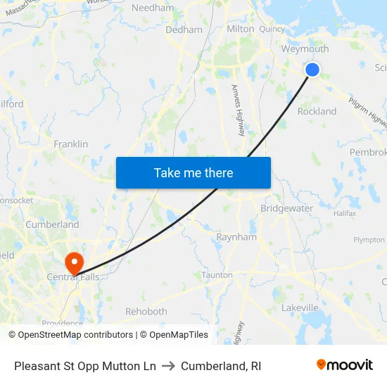 Pleasant St Opp Mutton Ln to Cumberland, RI map