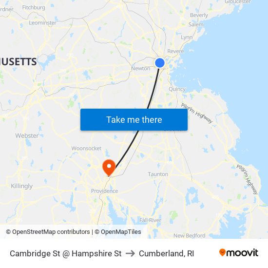 Cambridge St @ Hampshire St to Cumberland, RI map