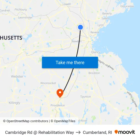 Cambridge Rd @ Rehabilitation Way to Cumberland, RI map