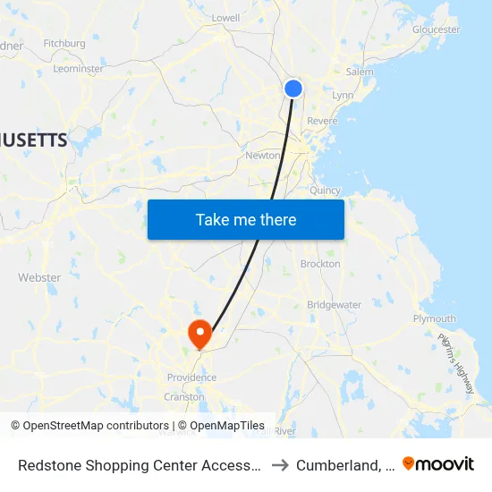 Redstone Shopping Center Access Rd to Cumberland, RI map